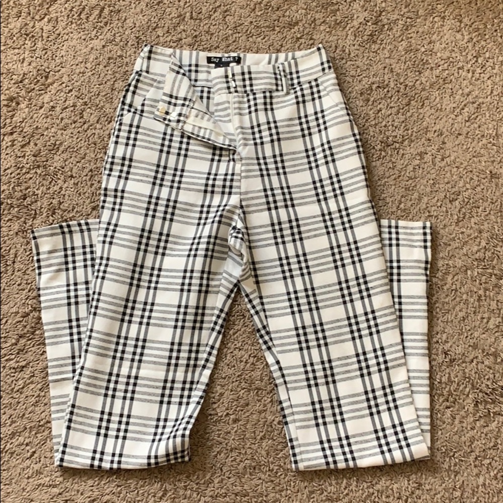 Plaid bootcut pants